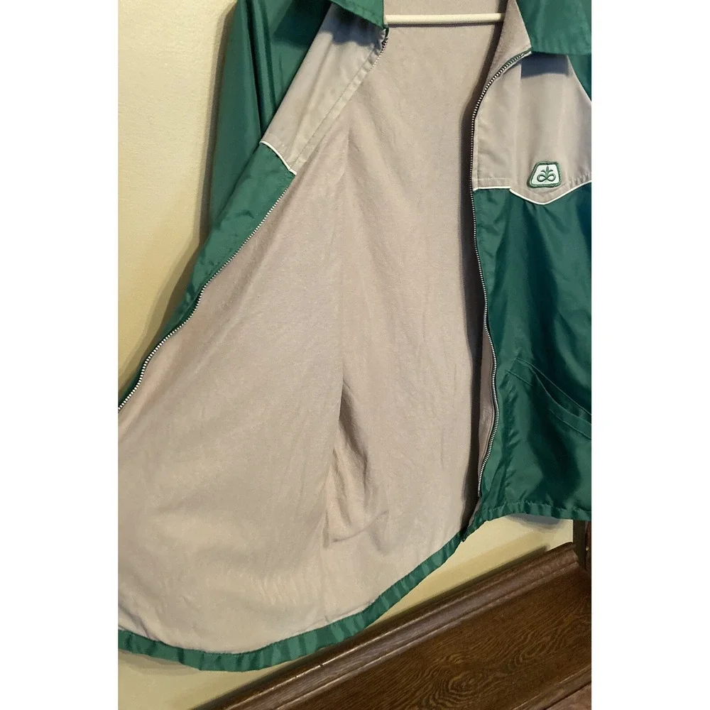 Vintage 1980s Pioneer Seed Swingster Full Zip Satin Windbreaker Green Jacket L